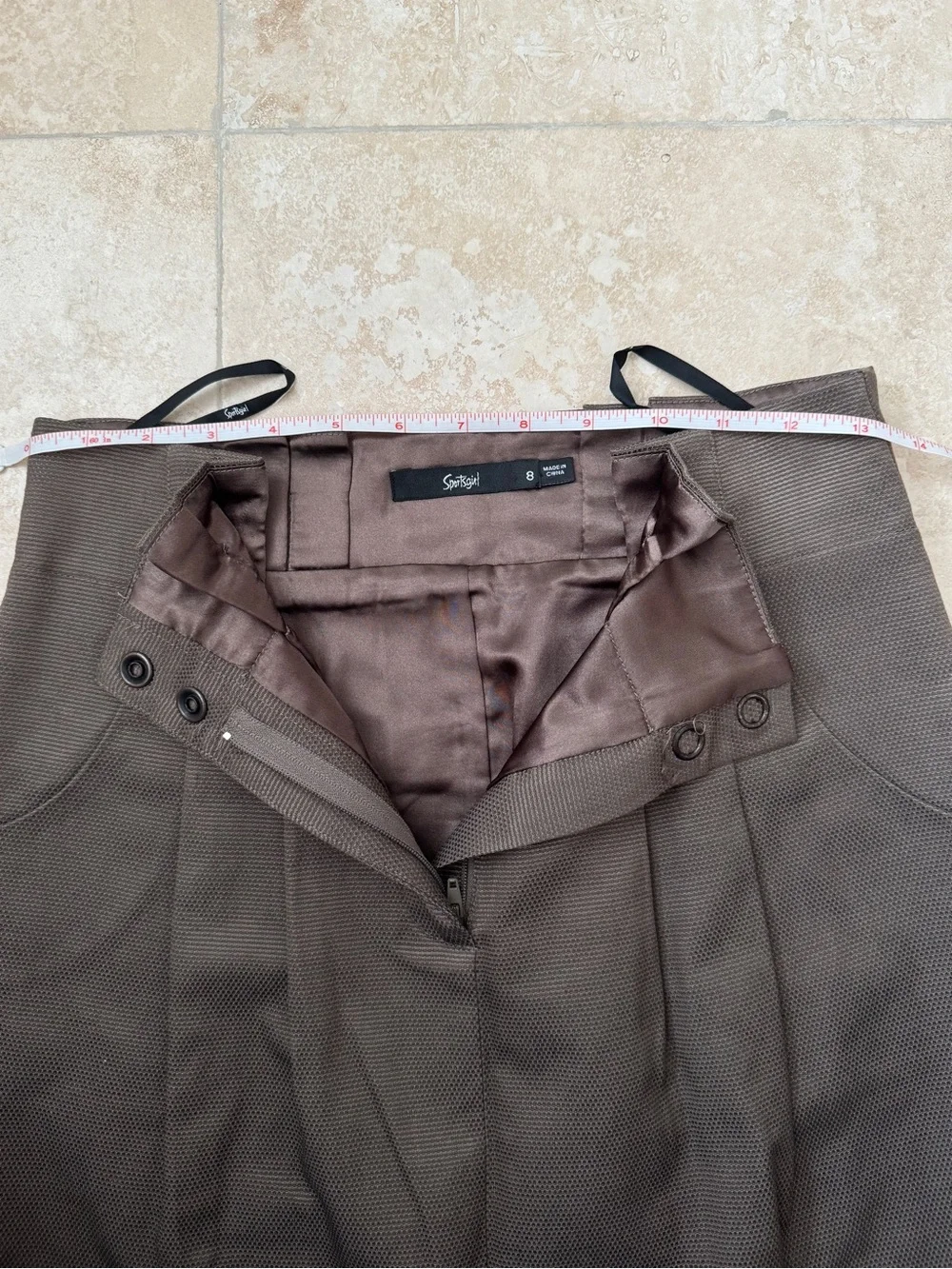 Sportsgirl Brown High Waist Pleated Tailored Mini Skirt Size 8